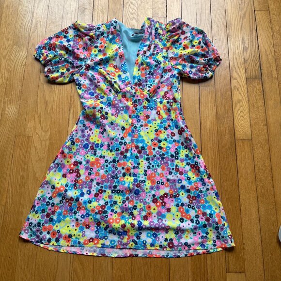 Staud Rainbow Floral Milla Mini Dress - Picture 3 of 16